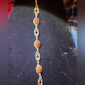 Gold tone, cabochon bracelet 7 1/2 inches